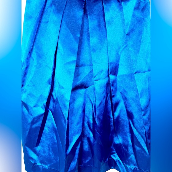 Speechless Strapless Blue Satin Dress with Black Bow - Size 3 - Picture 5 of 10